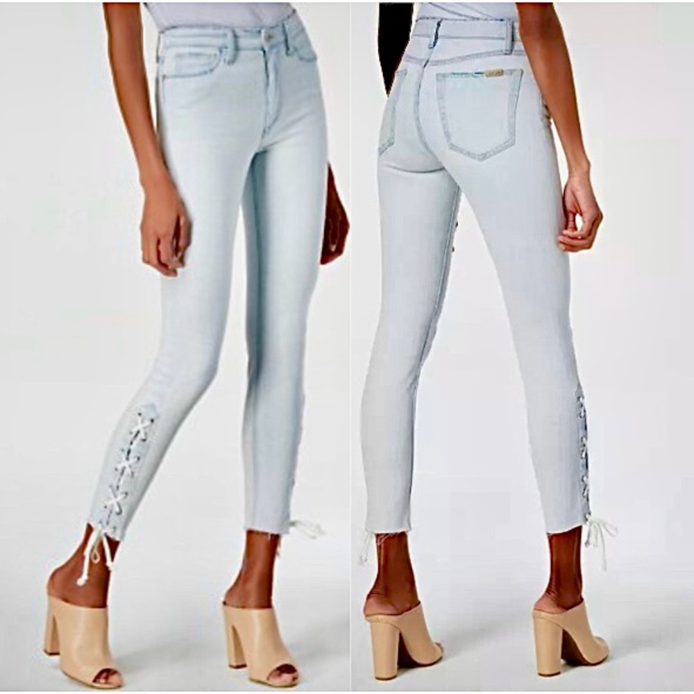 Joe's Jeans Light Wash Lace-Up Skinny Jeans